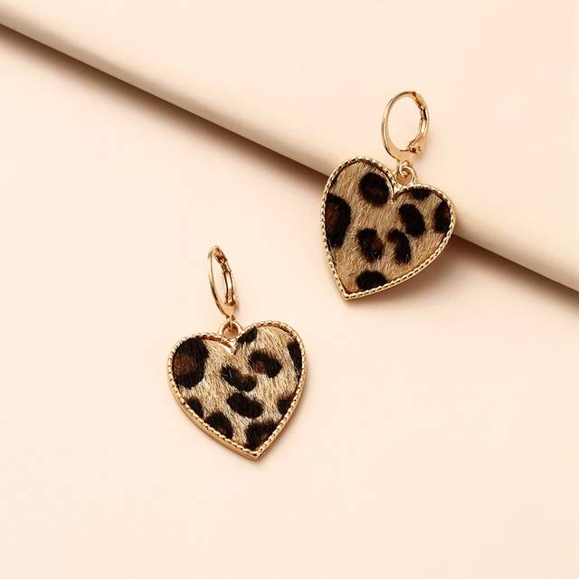 SHEIN Leopard Print Heart Drop Earrings Valentines,Mom,Mother,Mother&#39;s Day,Gift