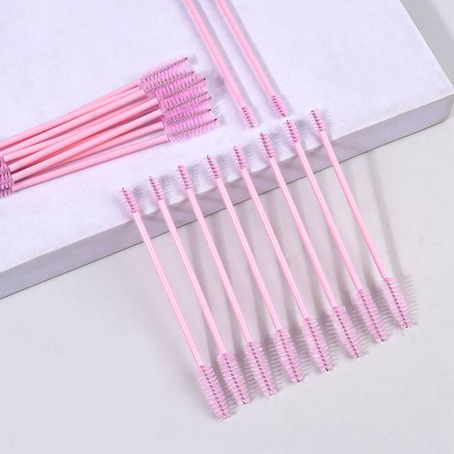 SHEIN 20pcs Flexible Double Ended Eyelash Brushes Pink Eyebrow Brush