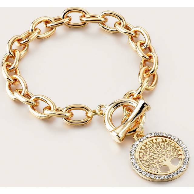 SHEIN Rhinestone Decor Tree Charm OT Buckle Chain Bracelet
