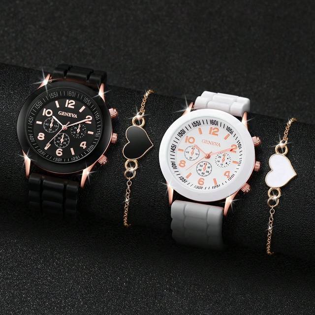2 st par rund pekare kvarts klocka & 2 st armband som en present till elever som återvänder till skolan (En-Storlek)