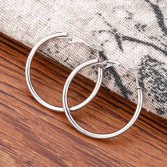 1st Minimalist Hoop örhängen, rostfritt stål smycken - Silver (En-Storlek)