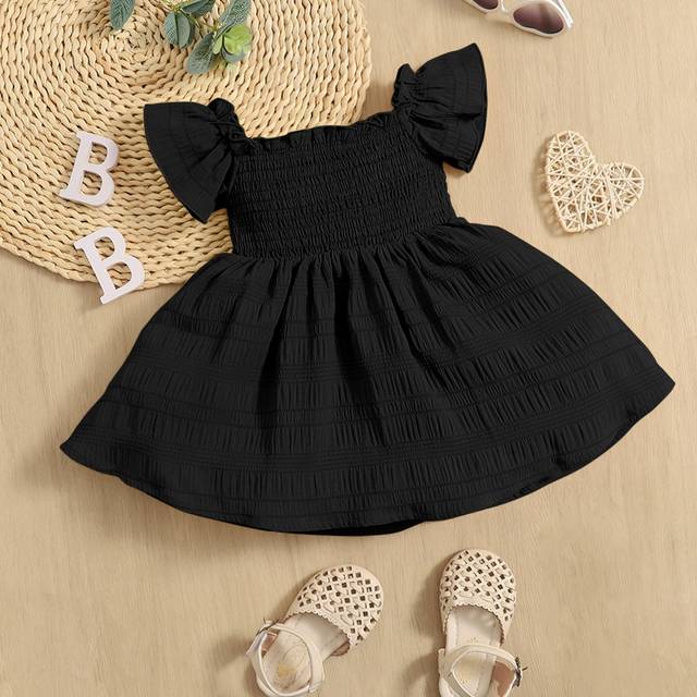 SHEIN Comfortable And Cute Butterfly Sleeve Dress For Baby Girl, Suitable For Summer