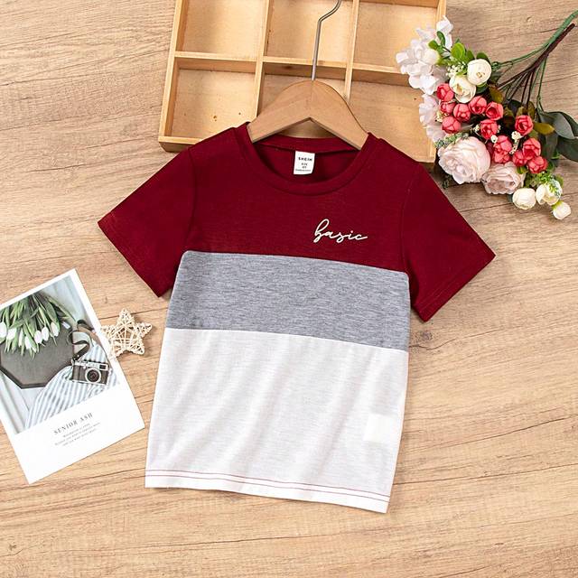 SHEIN Toddler Boys Letter Graphic Colourblock Tee