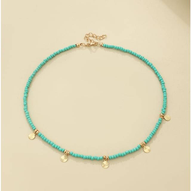 SHEIN Disc Charm Beaded Necklace