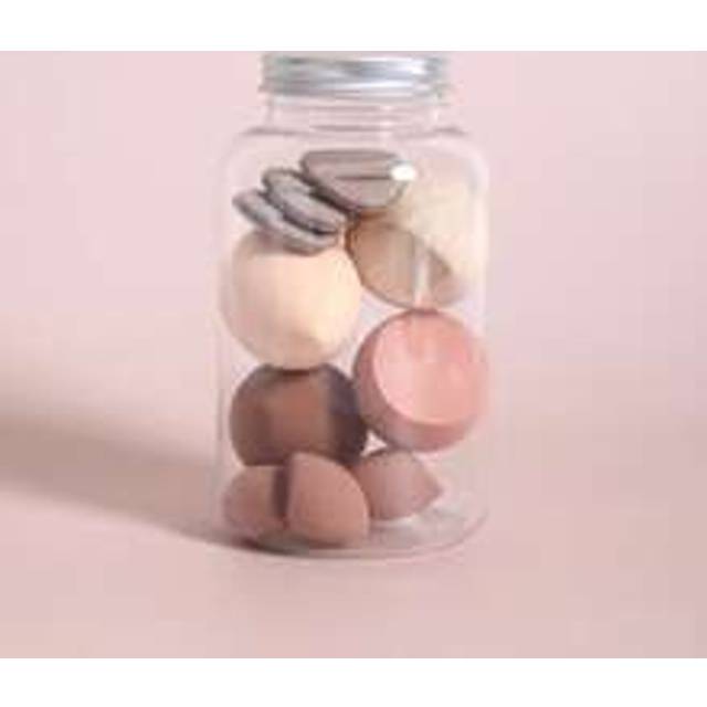 SHEIN 10pcs Makeup Sponge With Storage Case, Including 4 Makeup Sponge, 3 Mini Makeup Sponge, 3 Mini Finger Air Cushion Powder Puff, Mixed Cosmetic Sponge F
