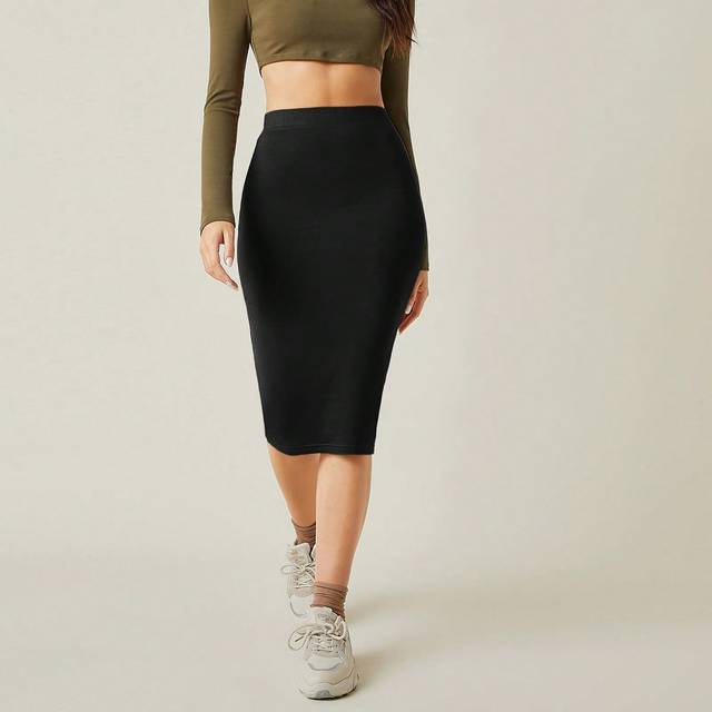 Hög midja Bodycon kjol - Svart (L,M,S,XL,XS,XXL,XXS,XXXL)