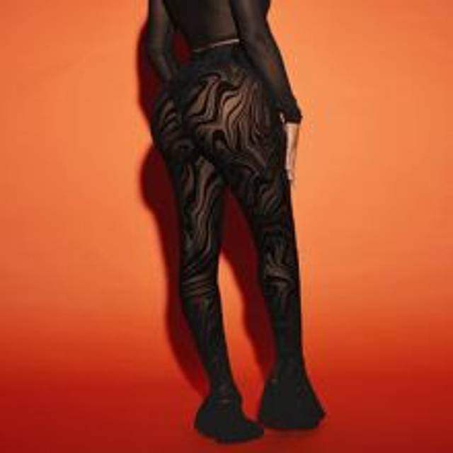 SHEIN High Waist Marble Media Print Flare Leg Velvet Sheer Trousers