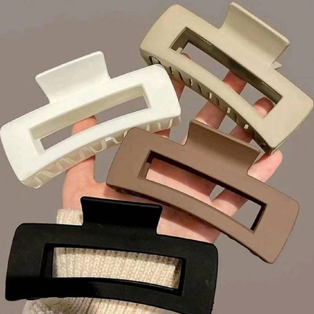 2-4 st svarta vita kaki fyrkantiga hårspännen, 3D klor håraccessoar för daglig hårstyling, hårspännen för kvinnor - Multifärgad (En-Storlek,3-pack svartvita kort,2 pack svart + vit,1 st)