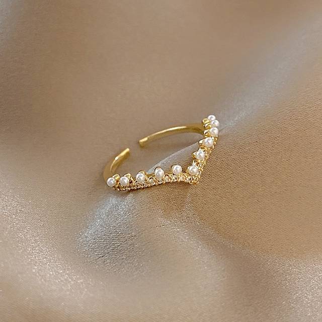 SHEIN Faux Pearl Decor Cuff Ring