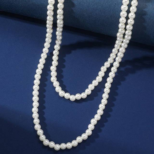 SHEIN 1pc Faux Pearl Beaded Long Necklace, Fashionable And Versatile