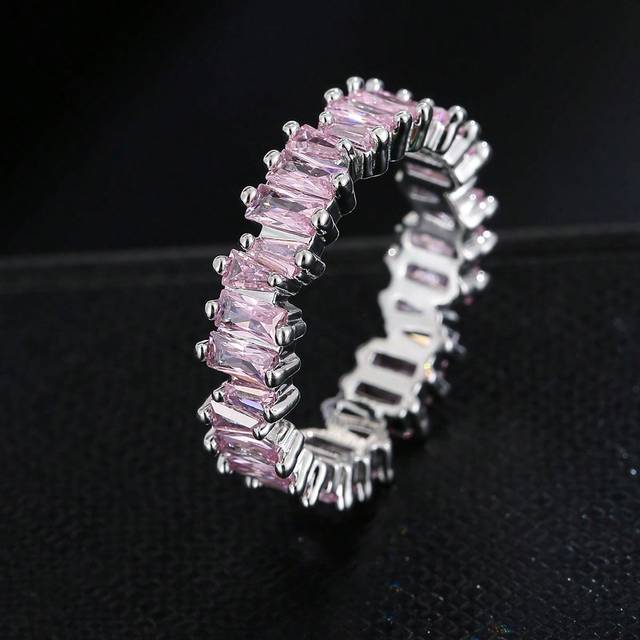 SHEIN Classic Baguette Cubic Zirconia Engagement Rings For Women Luxury 18K Gold Color Plated Wedding Party Jewelry