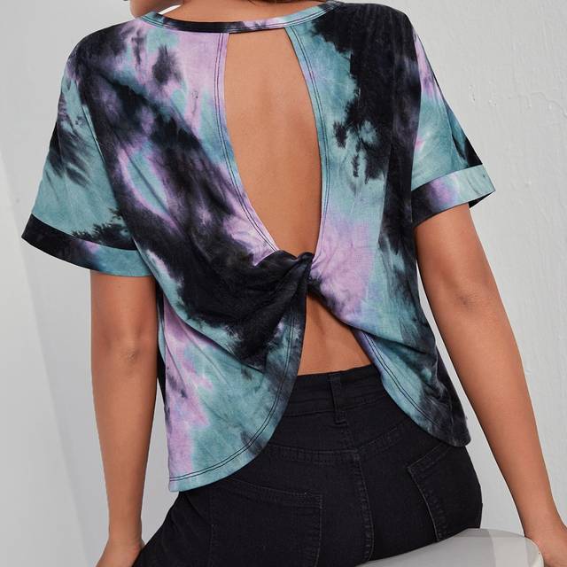 SHEIN Twist Back Tie Dye Tee