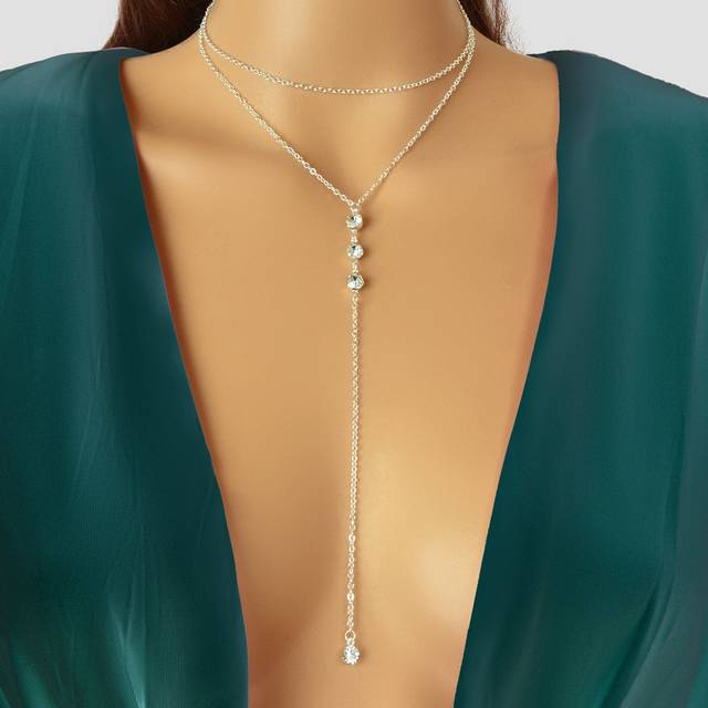 SHEIN Rhinestone Decor Y Lariat Necklace