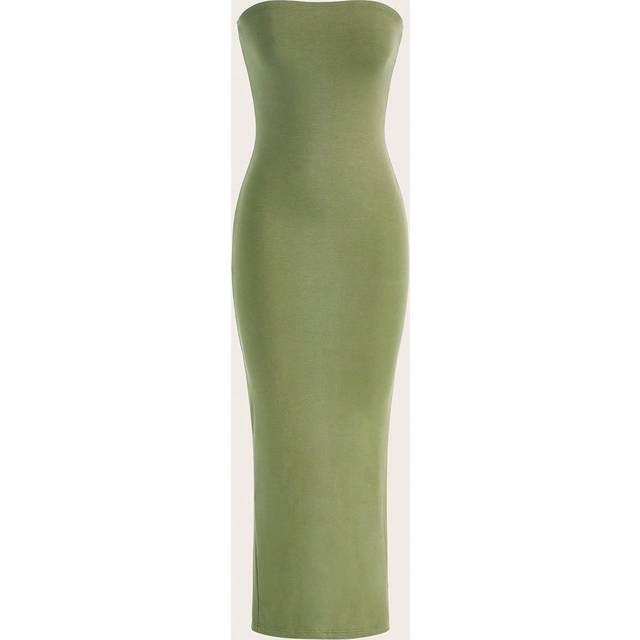 SHEIN Solid Tube Bodycon Casual Dinner Dating Dress Strapless Dress