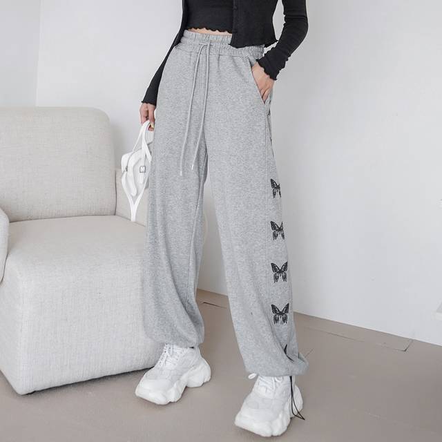 DAZY Butterfly Print Drawstring Joggers