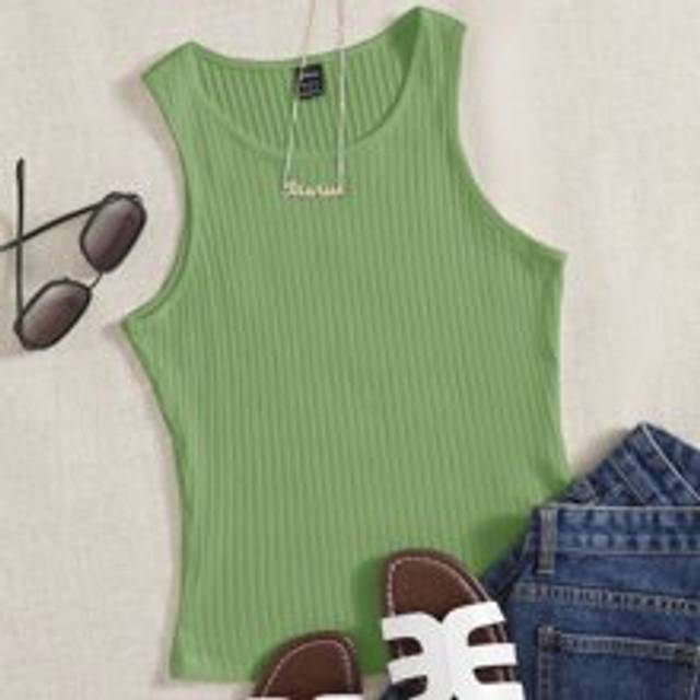 SHEIN Solid Rib Knit Tank Top