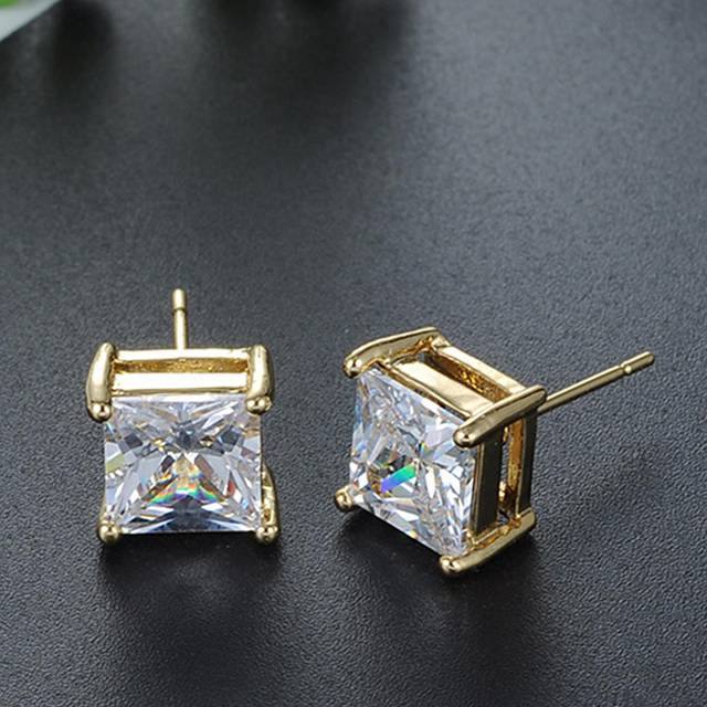 SHEIN 2pcs Men Cubic Zirconia Decor Stud Earrings