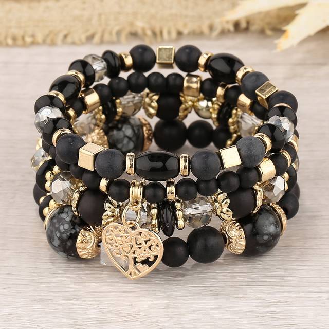 SHEIN 4pcs Style Vintage Heart Pendant Bracelet