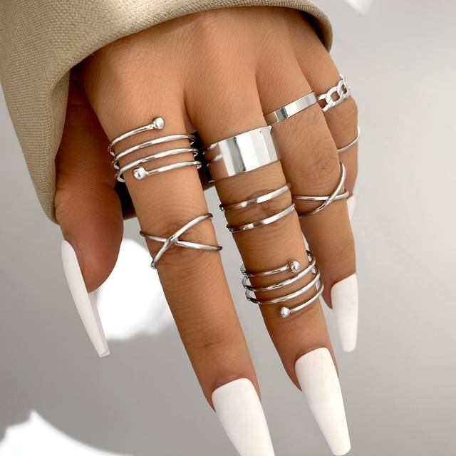 SHEIN 9pcs Criss Cross Ring