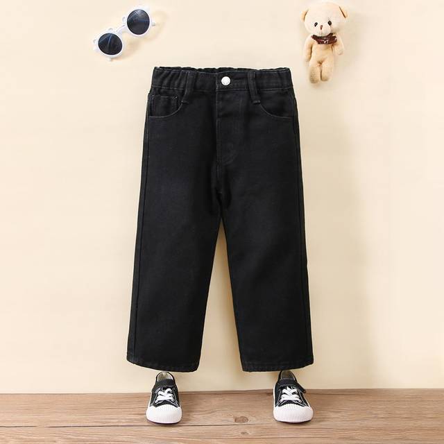 SHEIN Young Girl Y2K Street Daily Elastic Waist Straight Jeans With Flat Pockets, Girls Daily OOTD Outfits