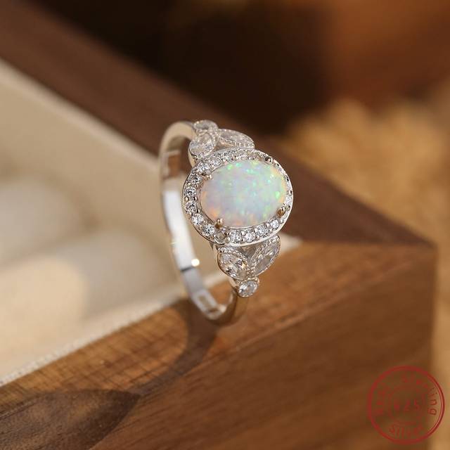 SHEIN White Australian Opal Ring