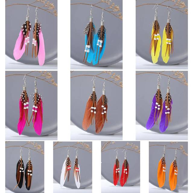 SHEIN 1pair Feather Decor Drop Earrings