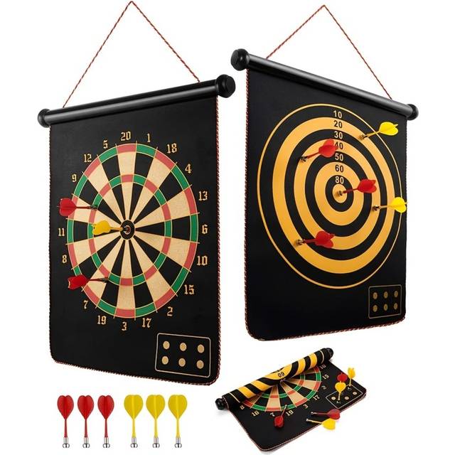 6 st dubbelsidigt magnetiskt darttavspel för barn - kul och leksak för pojkar och flickor i åldrarna 4-13 - perfekt presentidé för unga sportentusiast - Multifärgad (17 tum magnetiska +6 pilar)