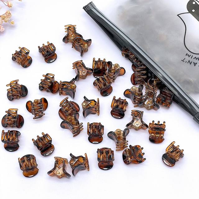 20 st mini bruna hårspännen är perfekta för att designa kvinnors frisyrer, perfekta för att dekorera knutar och lugg, starkt grepp multifunktionella k (En-Storlek,En burk med klor av brunt hår,En burk med svarta hårklor)