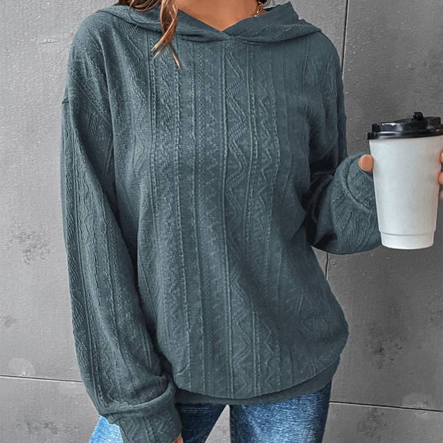 SHEIN Solid Drop Shoulder Hoodie,Long Sleeve Tops