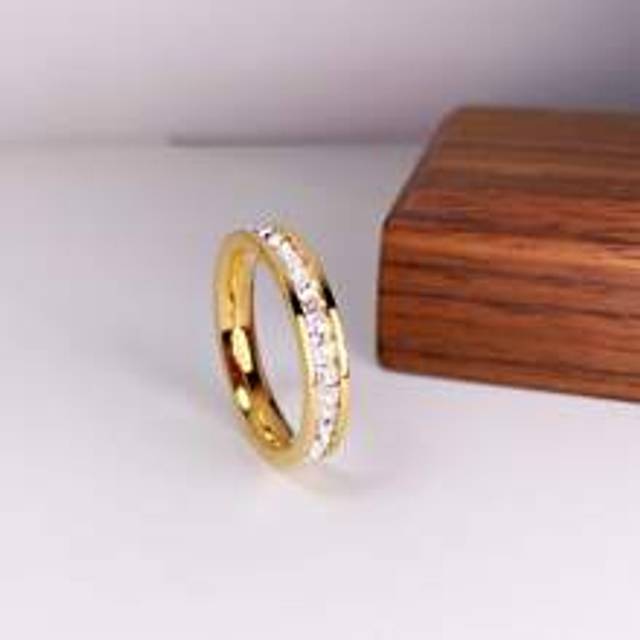 Cubic Zirconia Dekorring - Gult guld (7,5,9,11,6,8,10,12)