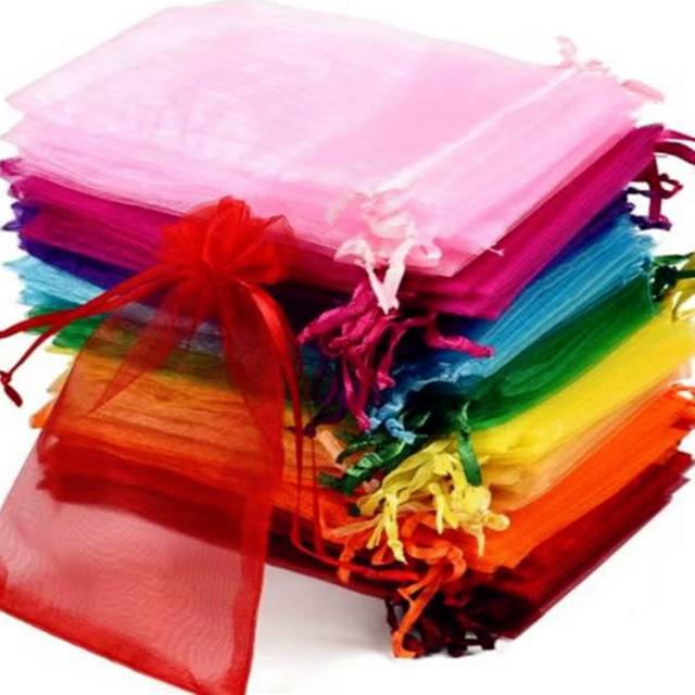 SHEIN 100pcs White Organza Bag 9*12cm For Gift Packaging, Wedding Candy Bags, Jewelry Packaging, Mixed Color Gift Bags, Travel Storage Bags, Graduation Seas