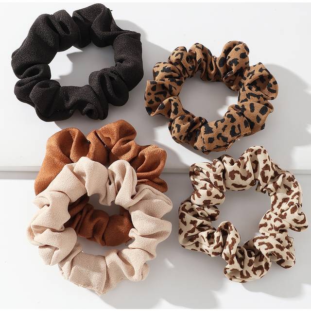 SHEIN 5pcs Fashionable Versatile Casual Leopard Print Hair Ties Set
