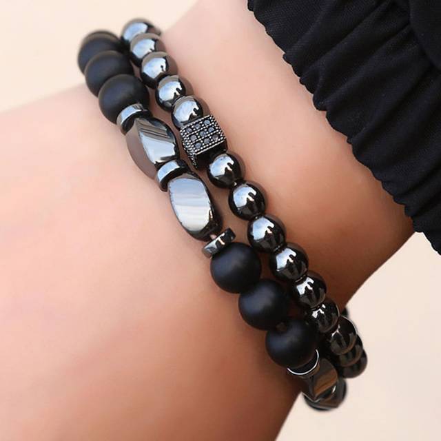RINTOLER Fashionable and Popular 2pcs Men Beaded Bracelet for Jewelry Gift and for a Stylish Look