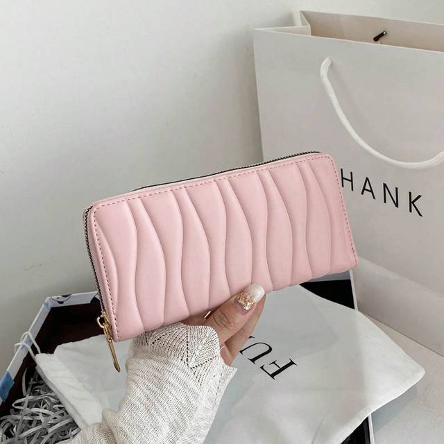SHEIN Embossed Detail Minimalist Pink Slim Portable Cash White-Collar Workers For Female College Work Business Commute Office For Anniversary For Birthday G