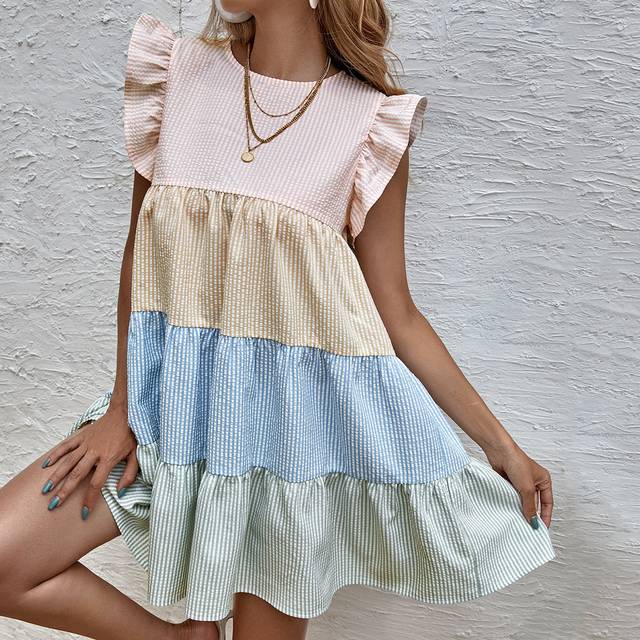 Breezaya Colourblock Striped Babydoll Dress