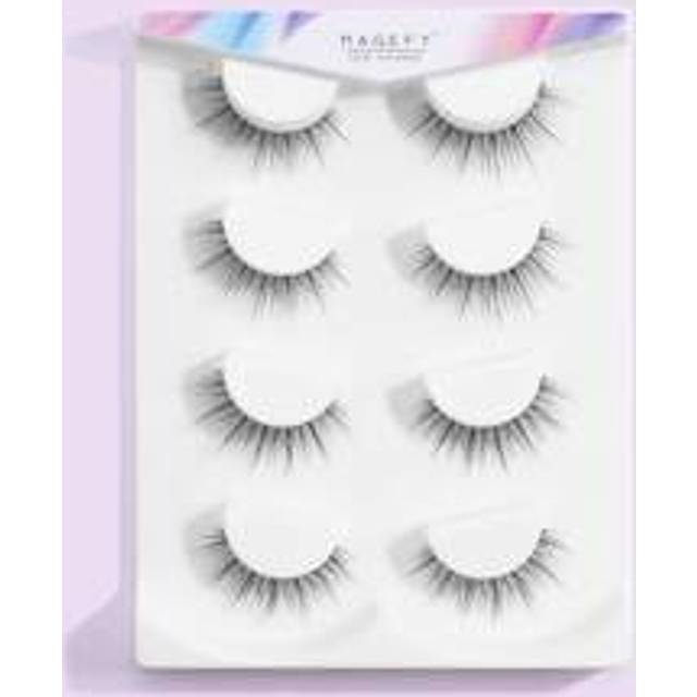 MAGEFY MAGEFY 4 Pairs Of Natural Full False Eyelashes With Clear Stem,Fluffy Slim For Everyday Use Manga Eyelashes, Travel Essentials