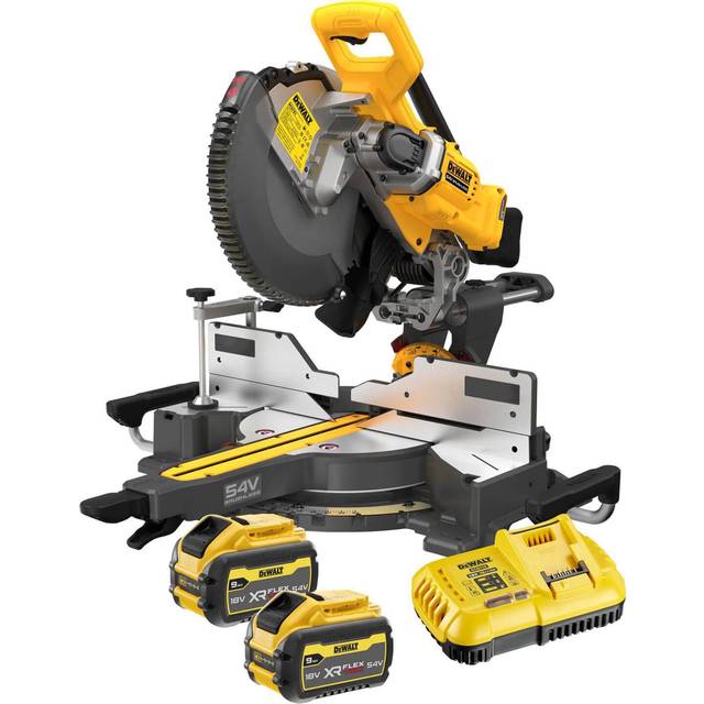 DeWalt DCS781 54v XR FLEXVOLT Cordless Sliding Mitre Saw 305mm 2 x 9ah Li-ion Battery Charger No Case