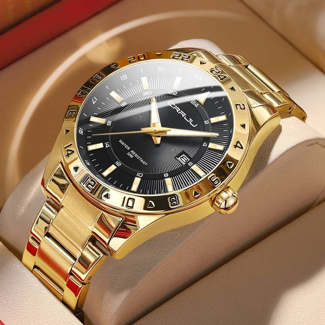 CRRJU Business Men&#39;s Waterproof Stainless Steel Strap Wristwatch