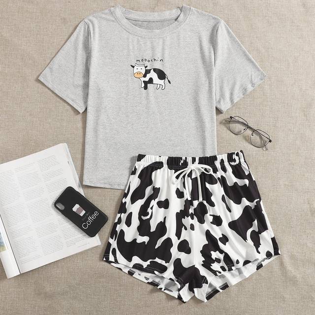 SHEIN Cartoon & Letter Graphic Pyjama Set