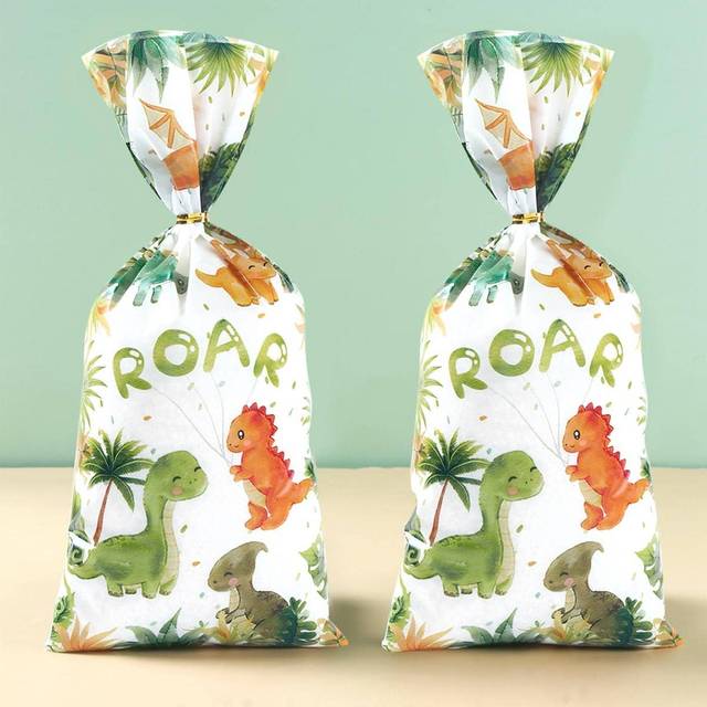 SHEIN 25pcs Dinosaur Gift Bag With Twist Tie, Dinosaur Theme Birthday Babe Shower Party Gift Wrapping Supplies, Dinosaur Gift Wrapping Supplies, Party Favor