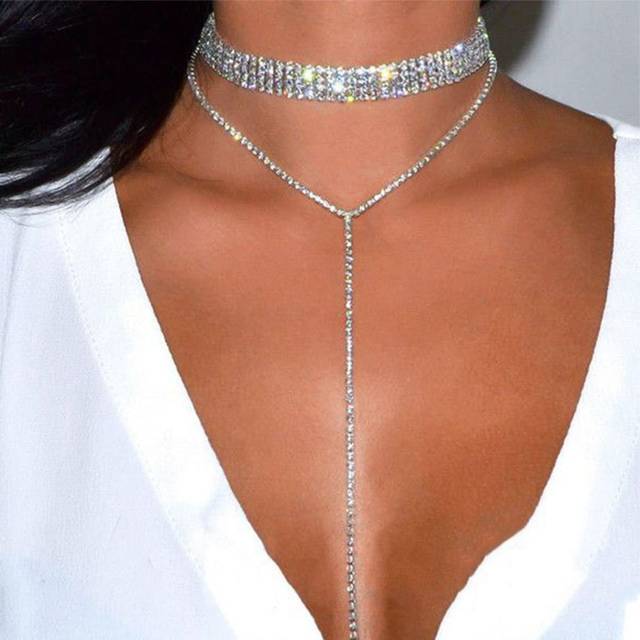SHEIN Rhinestone Decor Y Lariat Necklace