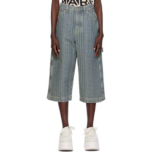 MARC JACOBS Marc Jacobs The Washed Monogram Oversized Denim Short in Sun Faded Denim, Size 28