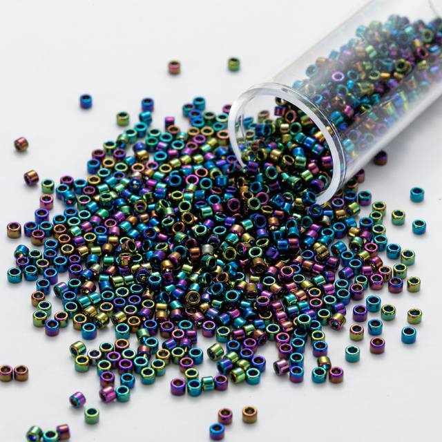 SHEIN 1 Tube 10g/1200pcs 2mm Multi-color Iridescent Glass Seed Beads For American Style Diy Jewelry Making