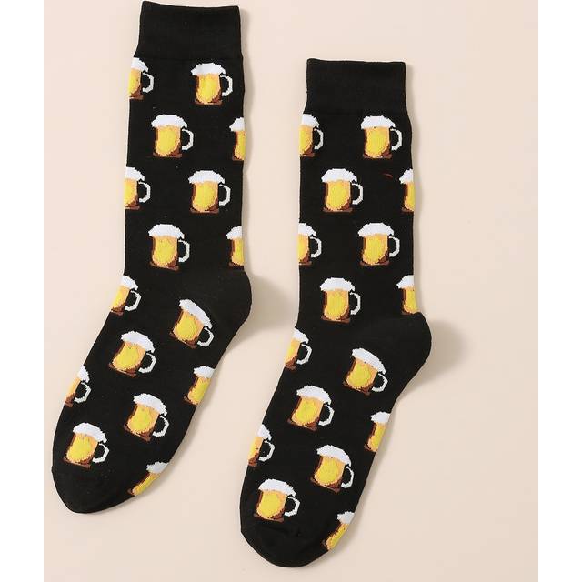 SHEIN Men Beer Print Crew Socks
