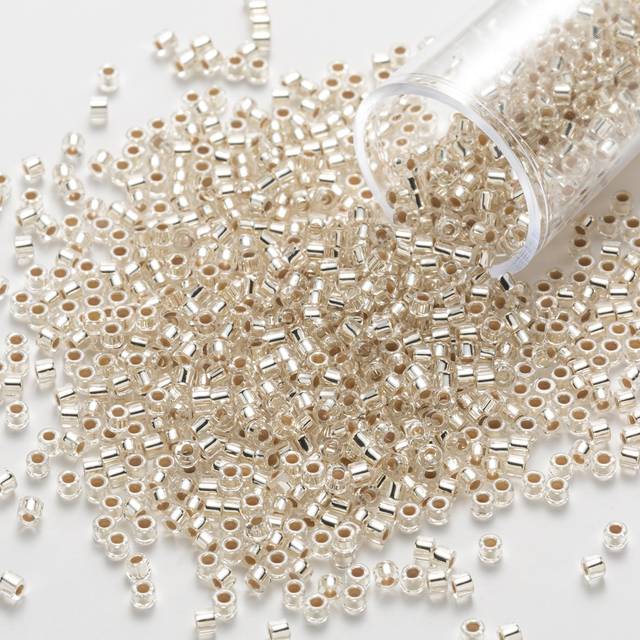 SHEIN 1200pcs/tube 2.0mm Silver-lined Glass Seed Beads, Bohemian Style Loose Beads For Embroidery, Jewelry Making