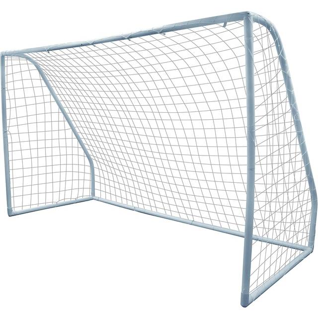 10ft x 6ft Football Goal Post, Net, Pegs - Charles Bentley - White - 10 x 6ft