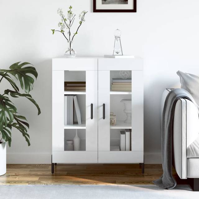 vidaXL Sideboard High Gloss White 69.5x34x90 cm Engineered Wood