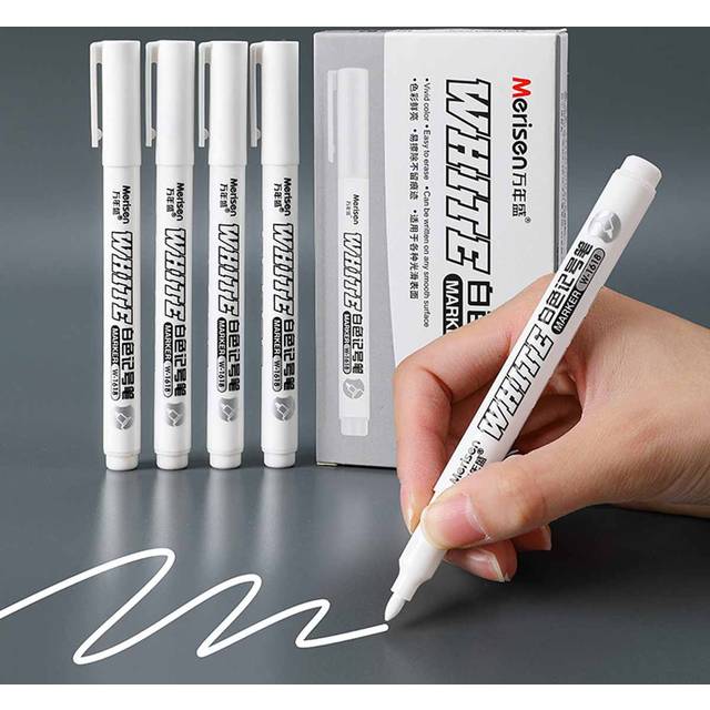 SHEIN 3pcs White Marker Pen Alcohol Paint Oily Waterproof Tire Painting Graffiti Pens Permanent Gel Pen For Fabric Wood Leather Marker Back To School