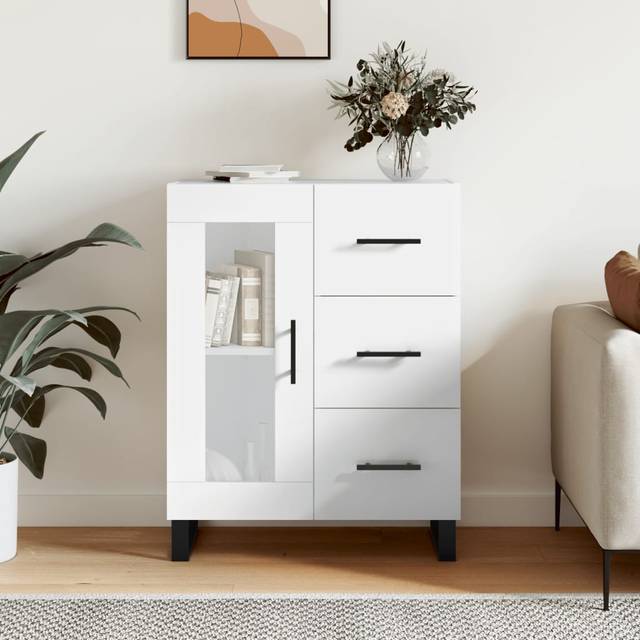 vidaXL Sideboard High Gloss White 69.5x34x90 cm Engineered Wood