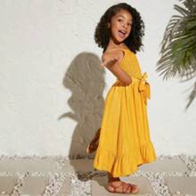 SHEIN SLAYR KIDS Young Girl Casual Spring/Summer Solid Woven Sleeveless Dress With Halter